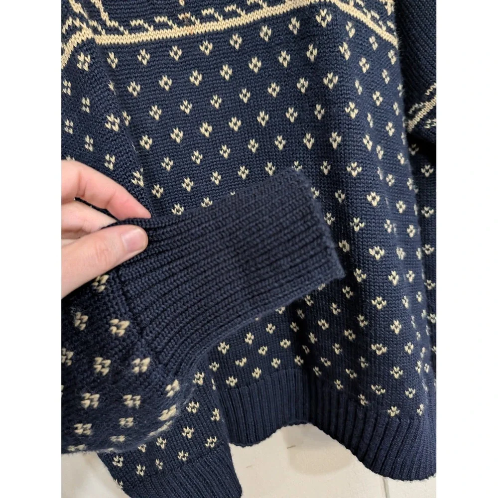 Vintage Old Navy Vintage Reindeer Fair Isle Navy Wool‎ Blend Sweater Holiday